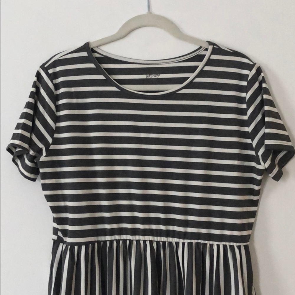 Super Soft Striped Midi Dress with Pockets XL